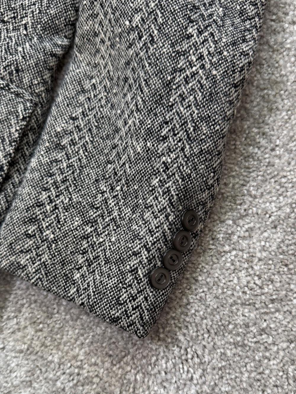 Vintage Wool Tweed Herringbone Sport Coat Blazer Grey - Picture 2 of 16